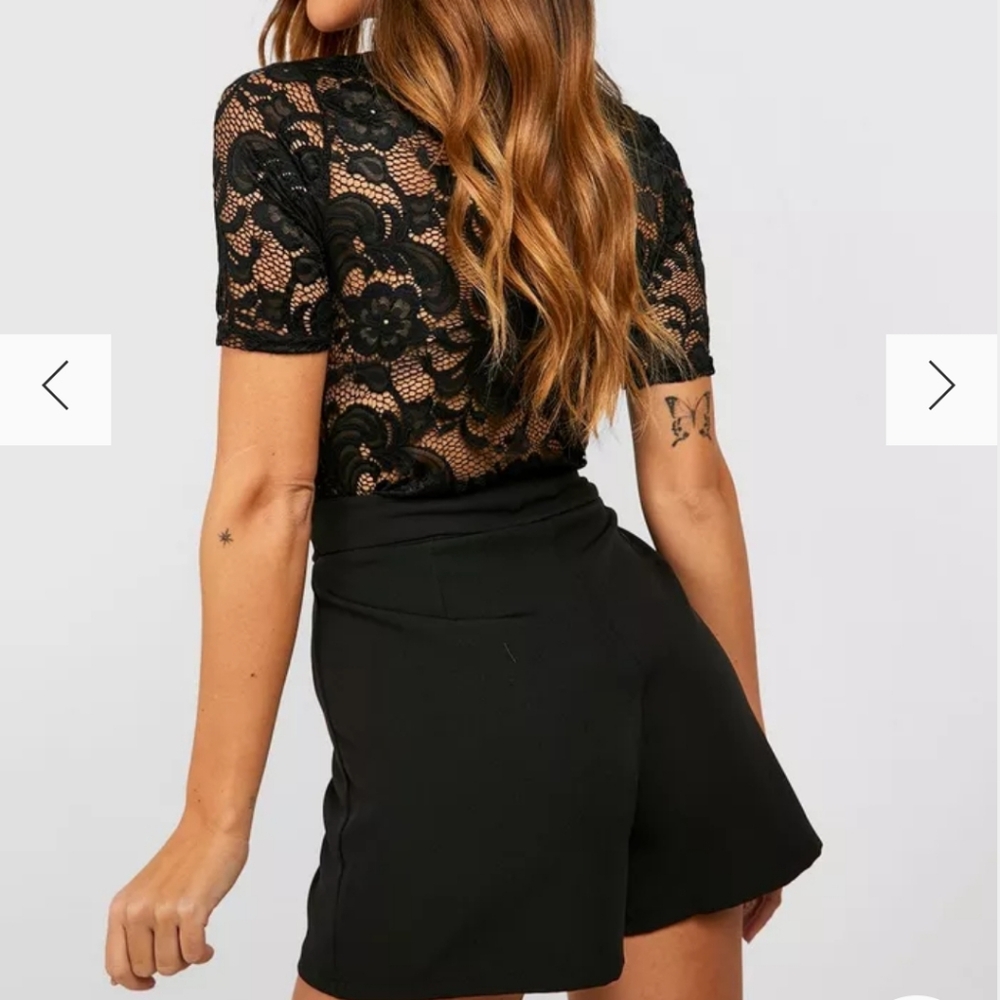 Boohoo Uk Elegant Red Wine Lace Bodysuit - Picture 3 of 3